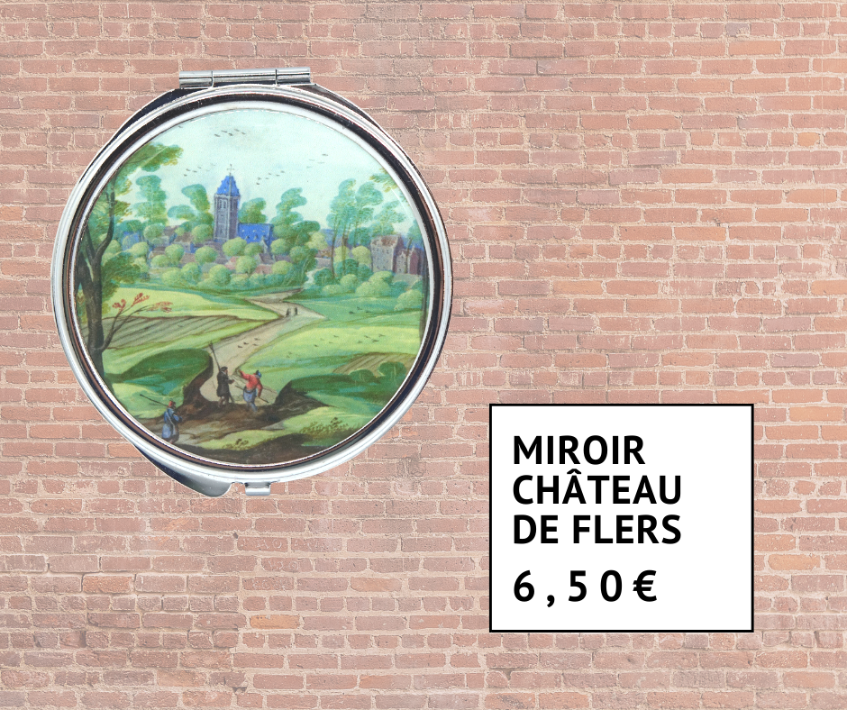 Miroir de poche avec peinture du Château de Flers 6 euros 50