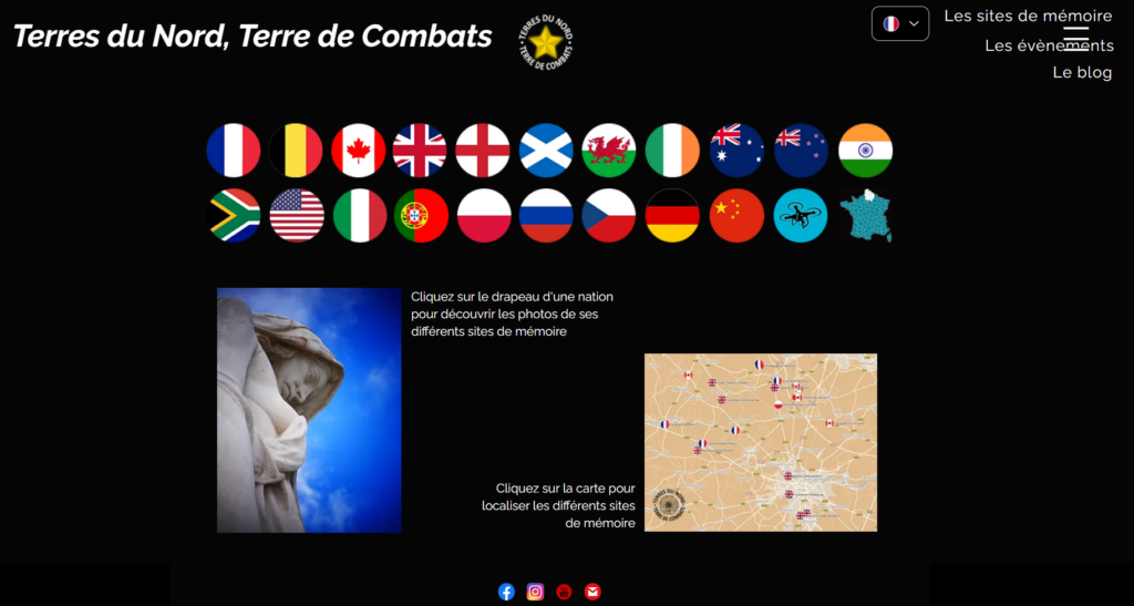 Imprim'écran de la page d'accueil du site Terres du Nord, Terre de Combats